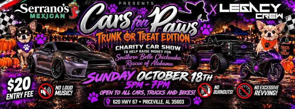 Cars 4 Paws benefit car and bike show Trunk or Treat